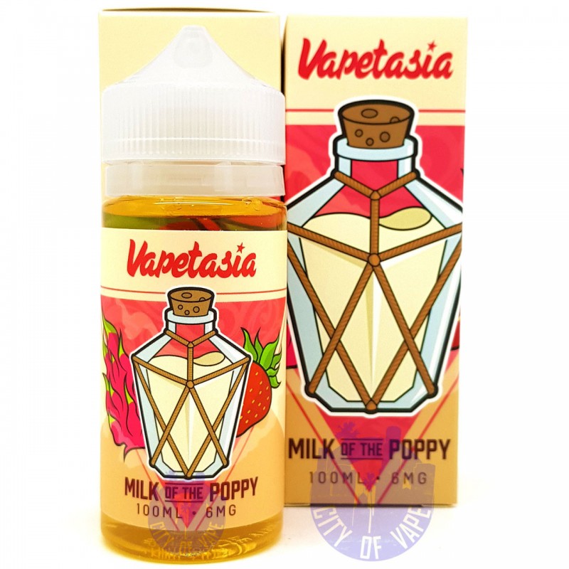 MILK OF THE POPPY BY VAPETASIA E-LIQUID | 100 ML STRAWBERRY RIPE DRAGON FRUIT WITH CREAM E-JUICE