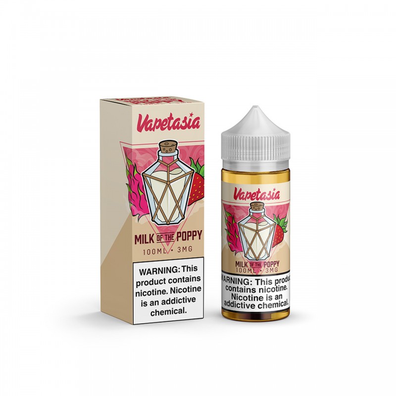 MILK OF THE POPPY BY VAPETASIA E-LIQUID | 100 ML STRAWBERRY RIPE DRAGON FRUIT WITH CREAM E-JUICE