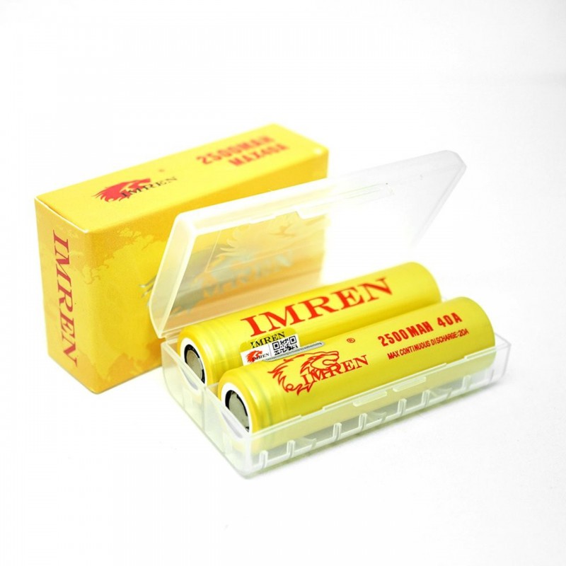 Imren (Gold) IMR 18650 (3000mAh) 35A 3.7v Battery Flat-Top - 2 Pack